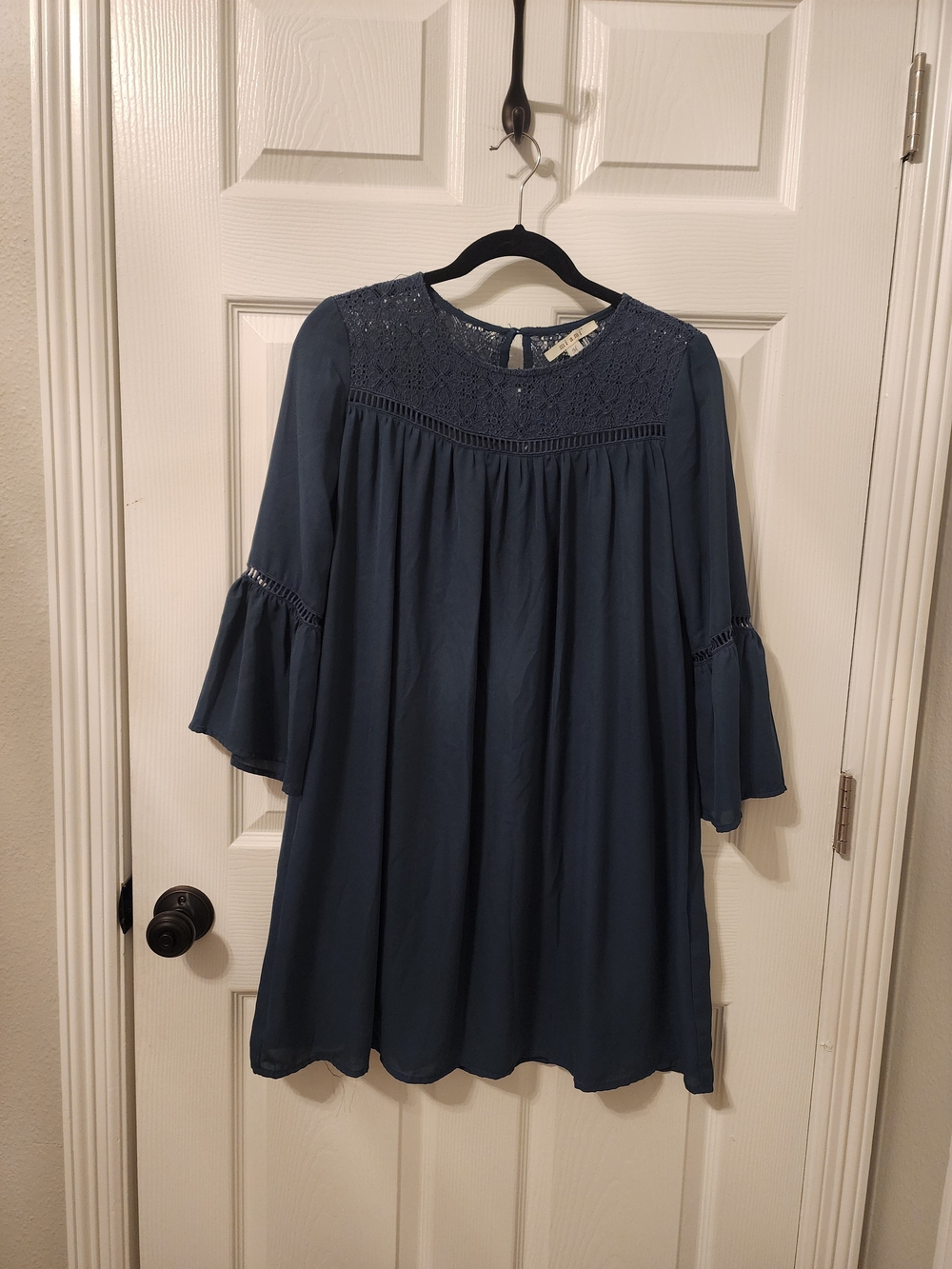 miami Navy Crochet Lace Tunic Dress